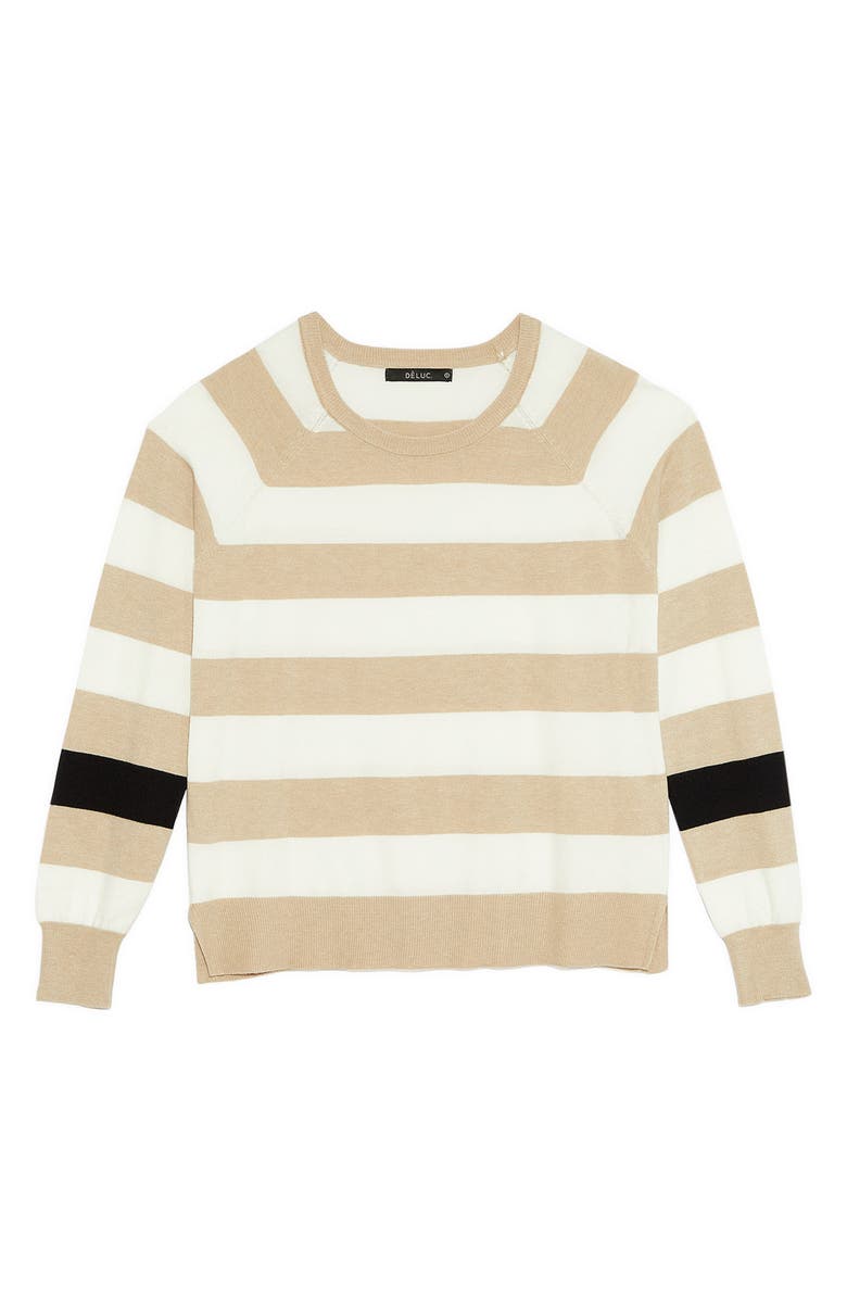 DELUC Tavira Stripe Crewneck Sweater, Alternate, color, Ecru Melange With Ecru Stripes