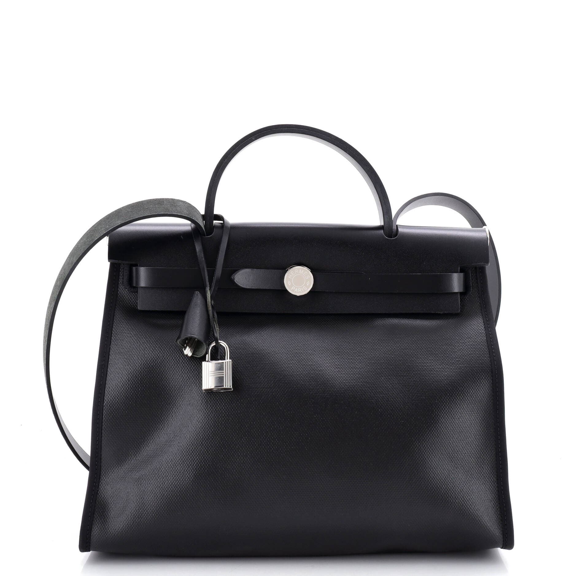 Pre-Owned Hermes Herbag Zip Berline Vache Canvas and Leather 31, Main, color, 