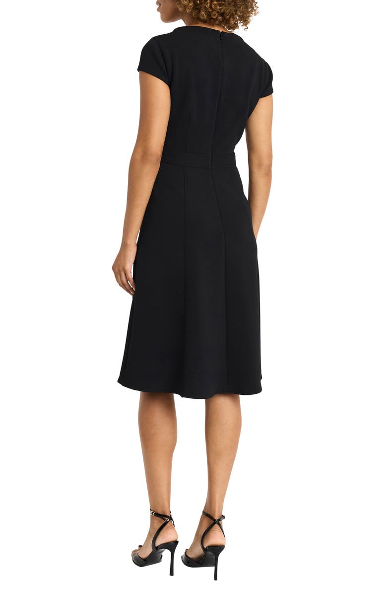 Maggy London Cap Sleeve Fit-and-Flare Dress, Alternate, color, Black