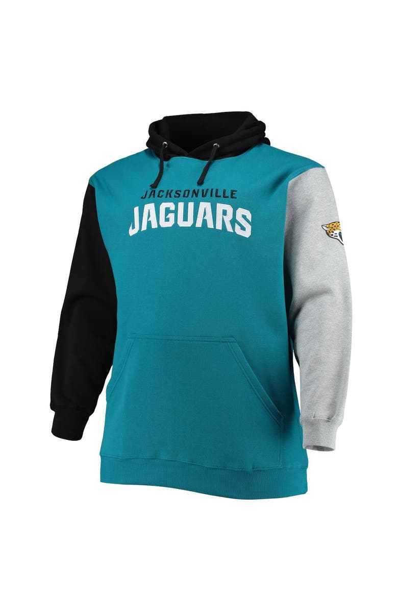 PROFILE Men's Black/Teal Jacksonville Jaguars Big & Tall Pullover Hoodie, Alternate, color,
