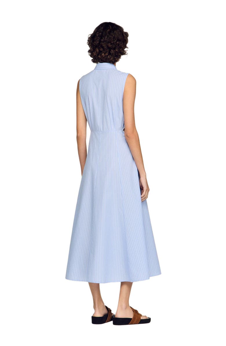 SANDRO Striped cotton maxi dress, Alternate, color, Sky Blue