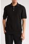 Black Short Sleeve Textured Cotton Polo Sweater