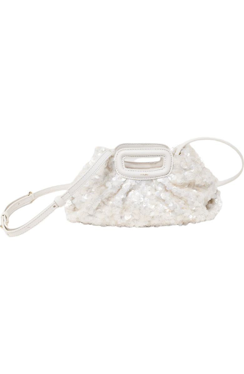 maje Sequins Milpli mini Clutch, Alternate, color, White