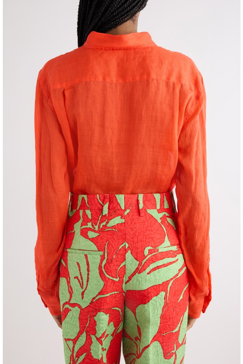 Cheers Ramie Mousseline Button-Down Shirt, Alternate, color, RED