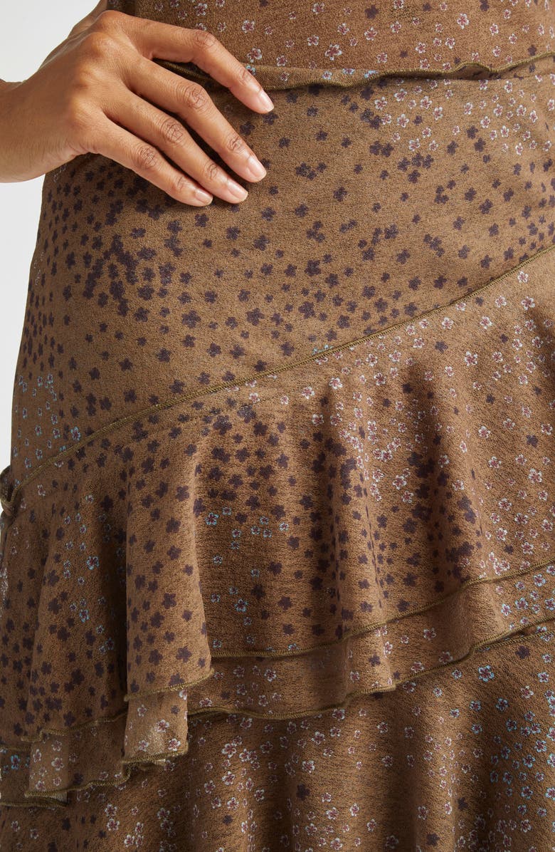 Siedrés Seli Floral Tiered Mesh Skirt, Alternate, color, Brown Multi