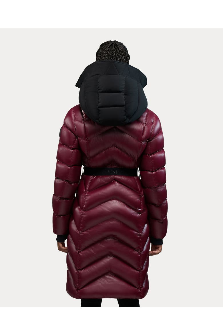 Bellevaux  Womens Puffer Coat with Adjustable Belt, Alternate, color, Cabernet