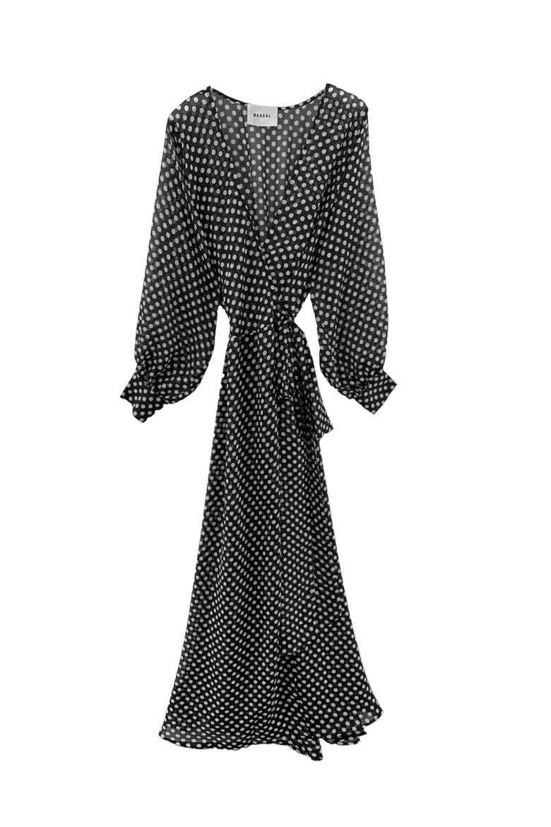 Maxi Wrap Dress, Main, color, Black white