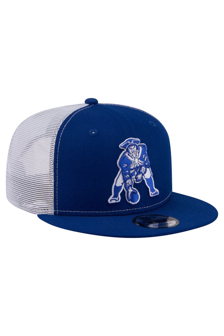 Men's New Era  Royal New England Patriots Core Team 9FIFTY Trucker Snapback Hat, Alternate, color, Royal