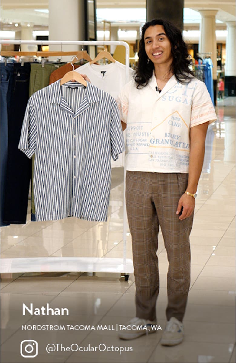 Cabana Stripe Short Sleeve Button-Up Camp Shirt, sales video thumbnail