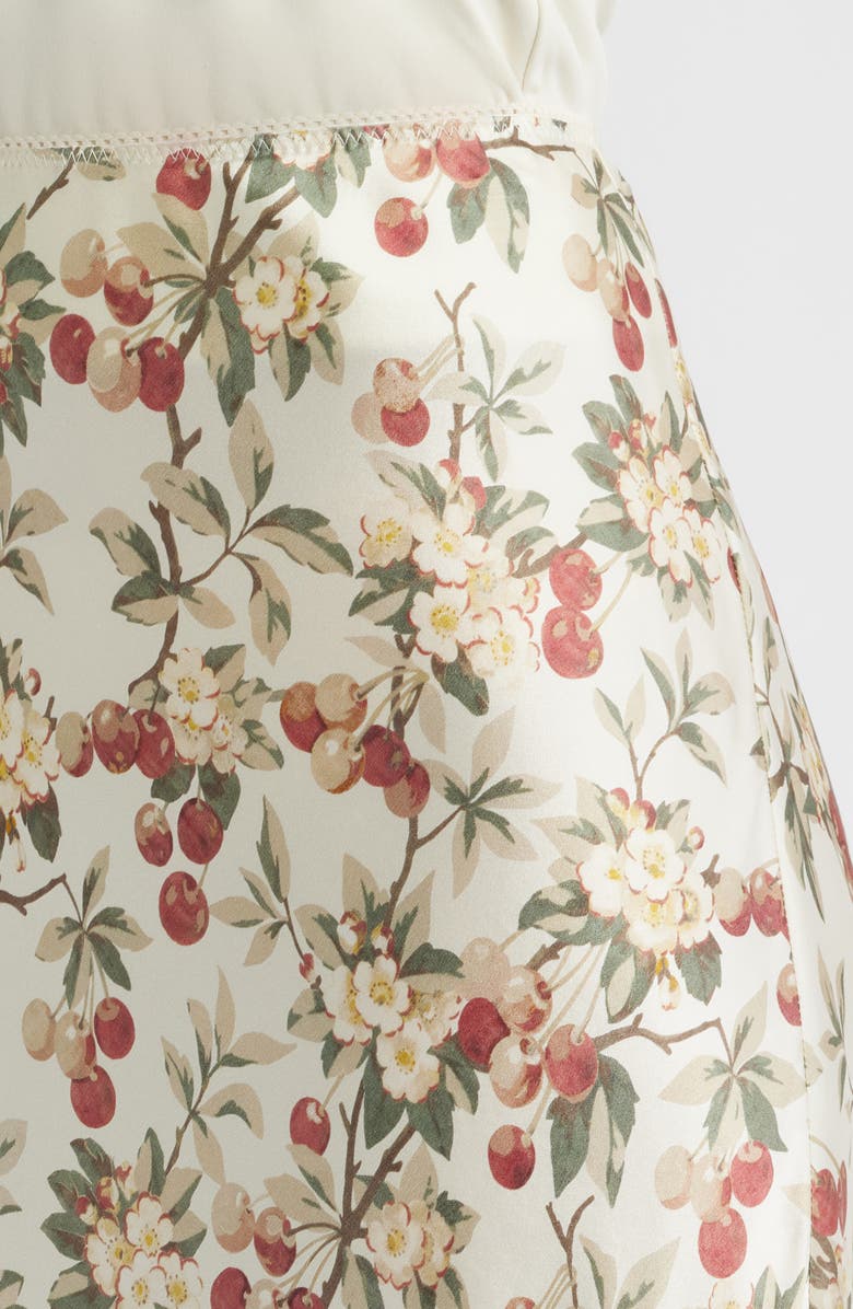 DÔEN Elowette Floral Lace Hem Silk Skirt, Alternate, color, Cerise Et Fleur