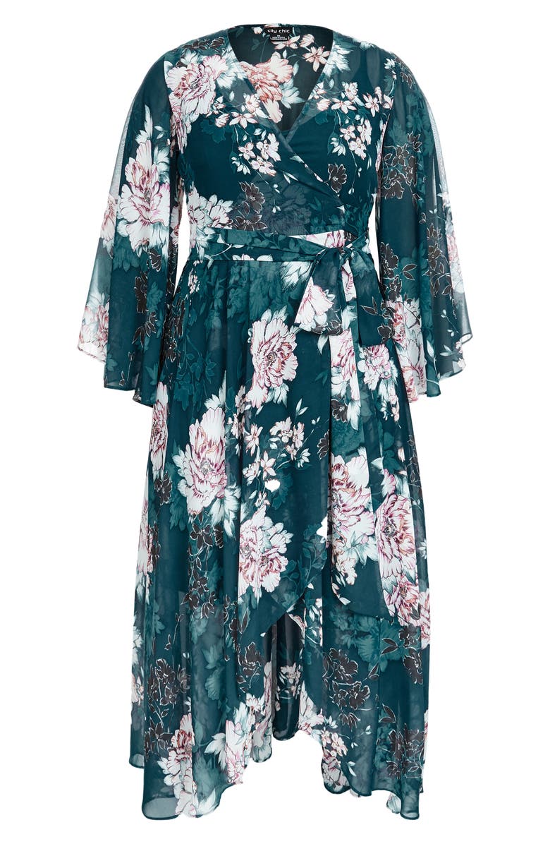 City Chic Jade Blossom Wrap Maxi Dress, Alternate, color,