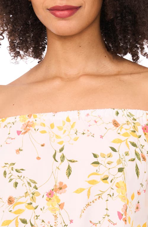 Cece Floral Off The Shoulder Balloon Sleeve Top