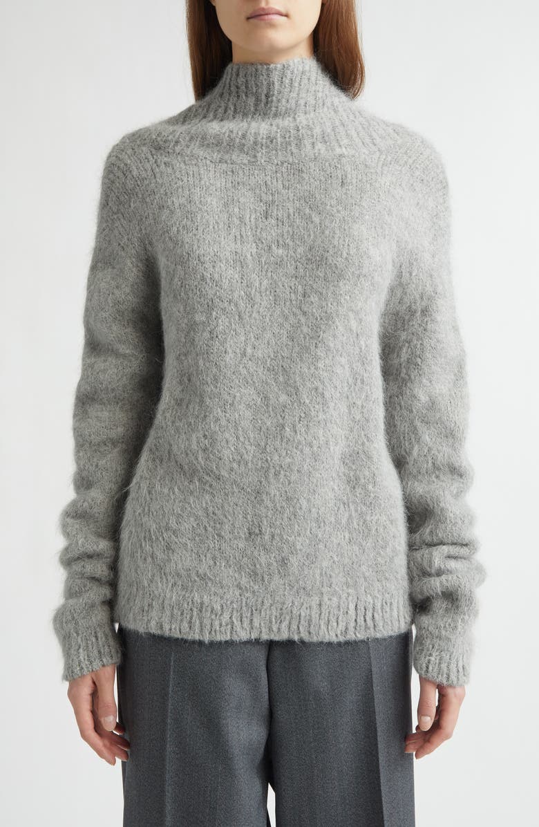 EMILY DAWN LONG Sonko Reversible Suri Alpaca & Merino Wool Blend Sweater, Alternate, color, Heather Grey
