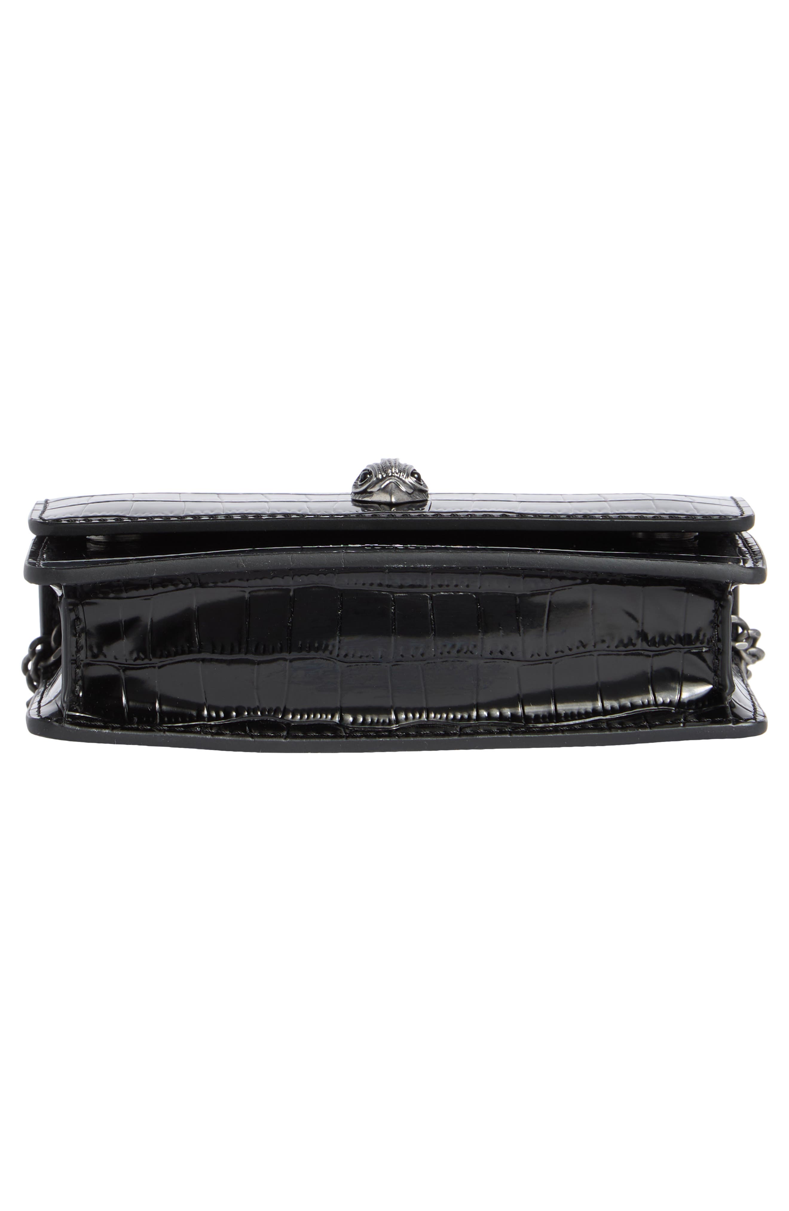 Kurt Geiger London XS Bond Croc Embossed Leather Top Handle Bag, Alternate, color, Black