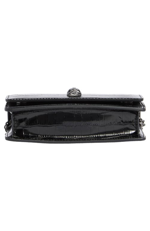 Kurt Geiger London Xs Bond Croc Embossed Leather Top Handle Bag In Black