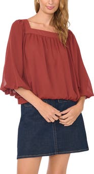 Vince Camuto Square Neck Bubble Blouse