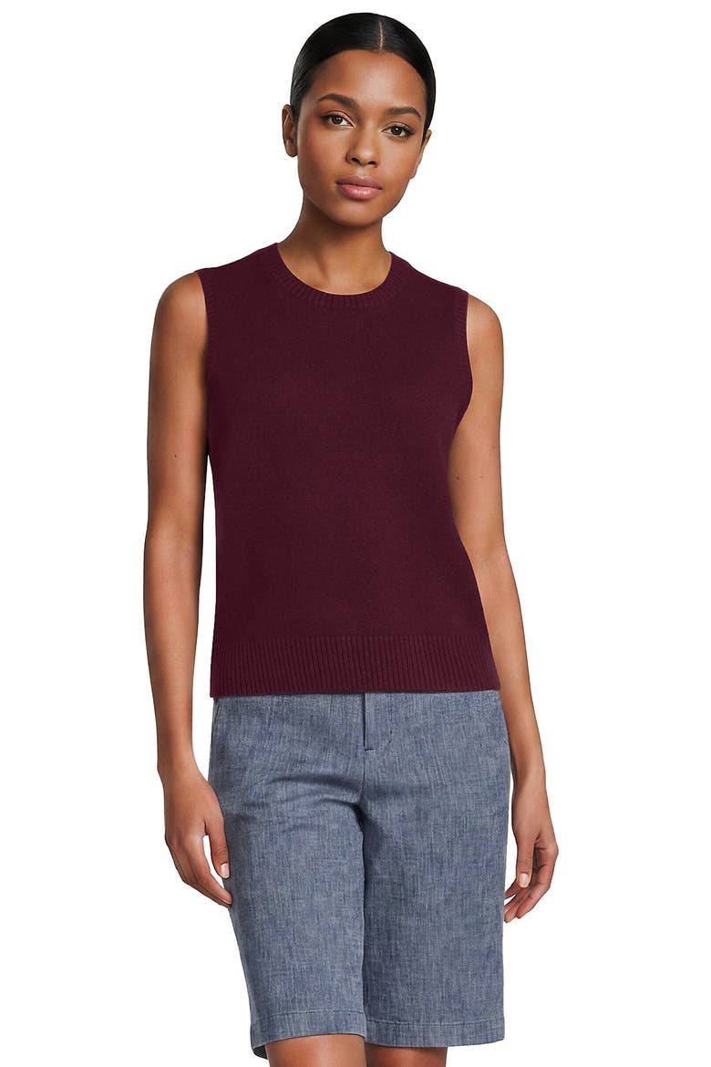 Cashtouch Crew Neck Vest Sweater, Main, color, Rich Burgundy