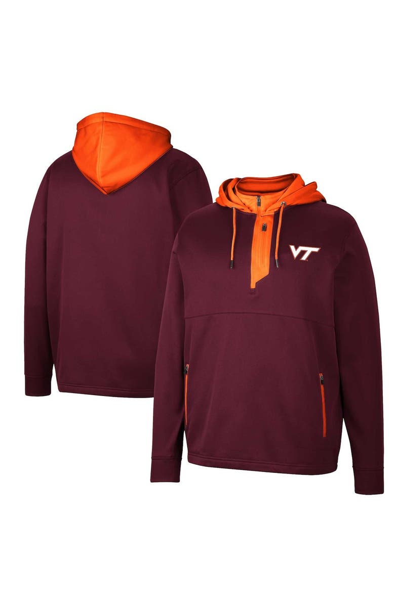 COLOSSEUM Men's Colosseum Maroon Virginia Tech Hokies Luge 3.0 Quarter-Zip Hoodie, Alternate, color, 
