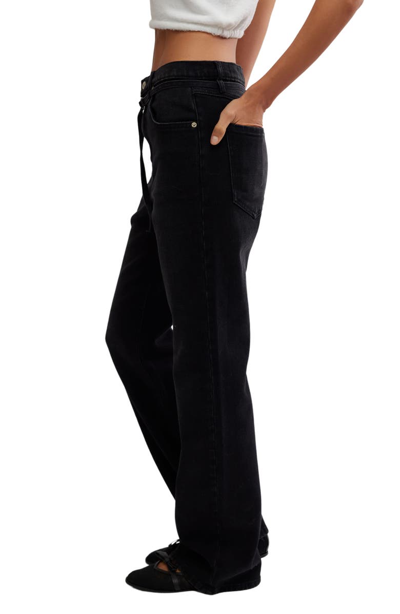 Free People Sabine Belted Slim Bootcut Jeans, Alternate, color, Smokeshow