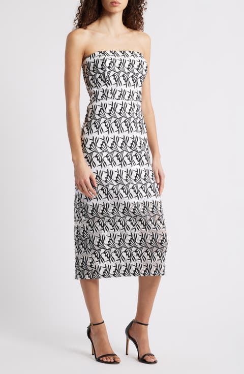 Strapless Jacquard Sheath Dress
