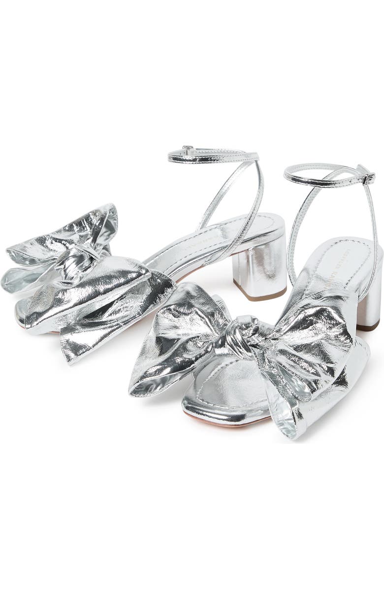 Loeffler Randall <p>Carmen Leather Bow Sandal (Women)</p>, Alternate, color, Silver