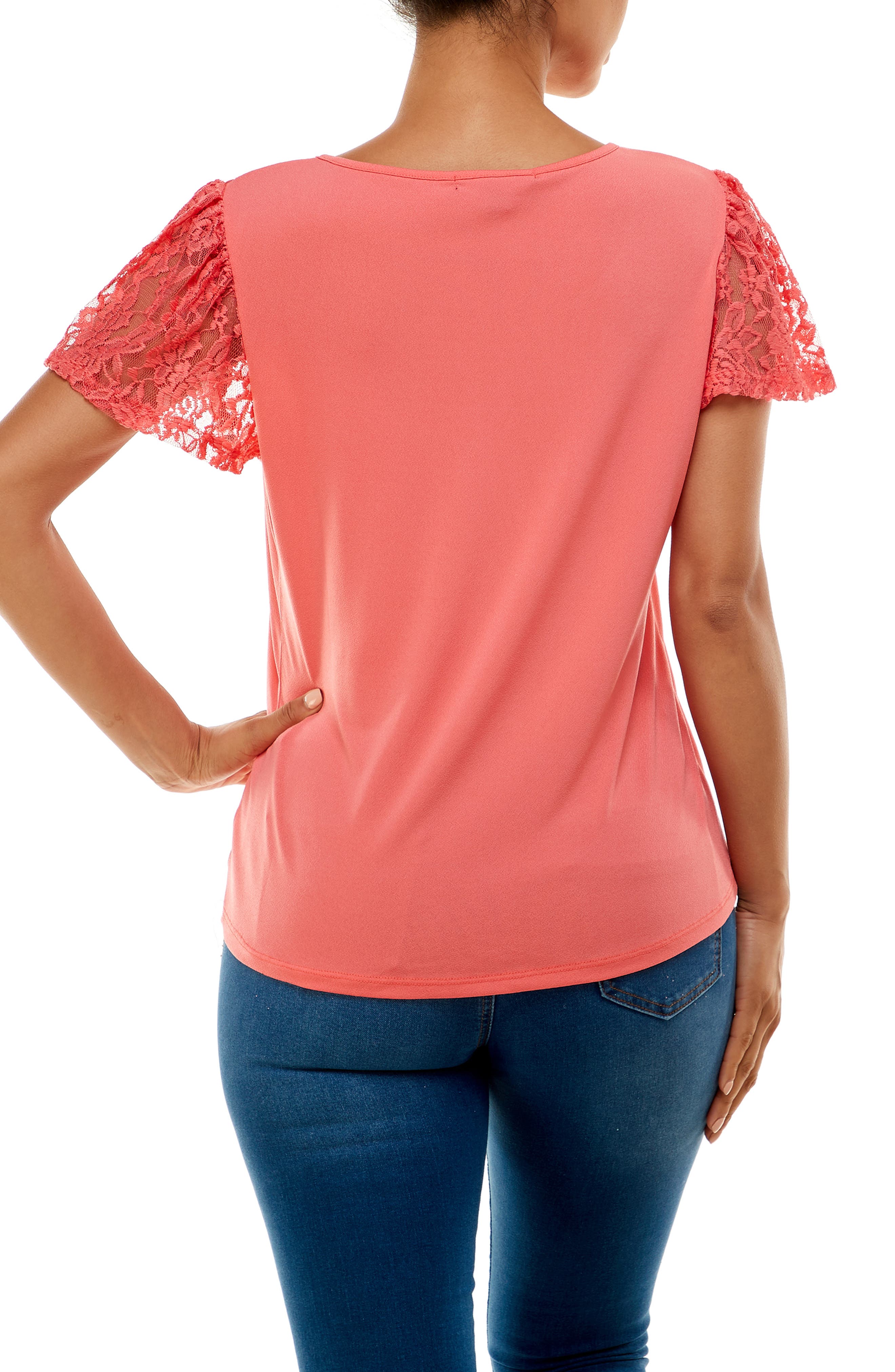 Adrienne Vittadini Lace Keyhole Yoke Top (Women) | Nordstromrack