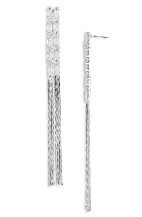 CZ Baguette Tassel Drop Earrings