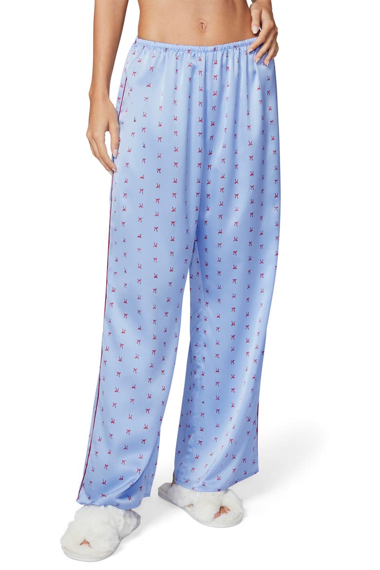 Bow Satin Pajama Pants, Main, color, WINDSURFER RIBN