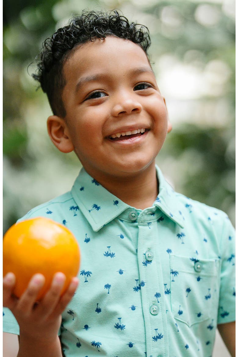 Kids' Organic Short Sleeve Jersey Knit Shirt, Alternate, color, Tidal Palm Print