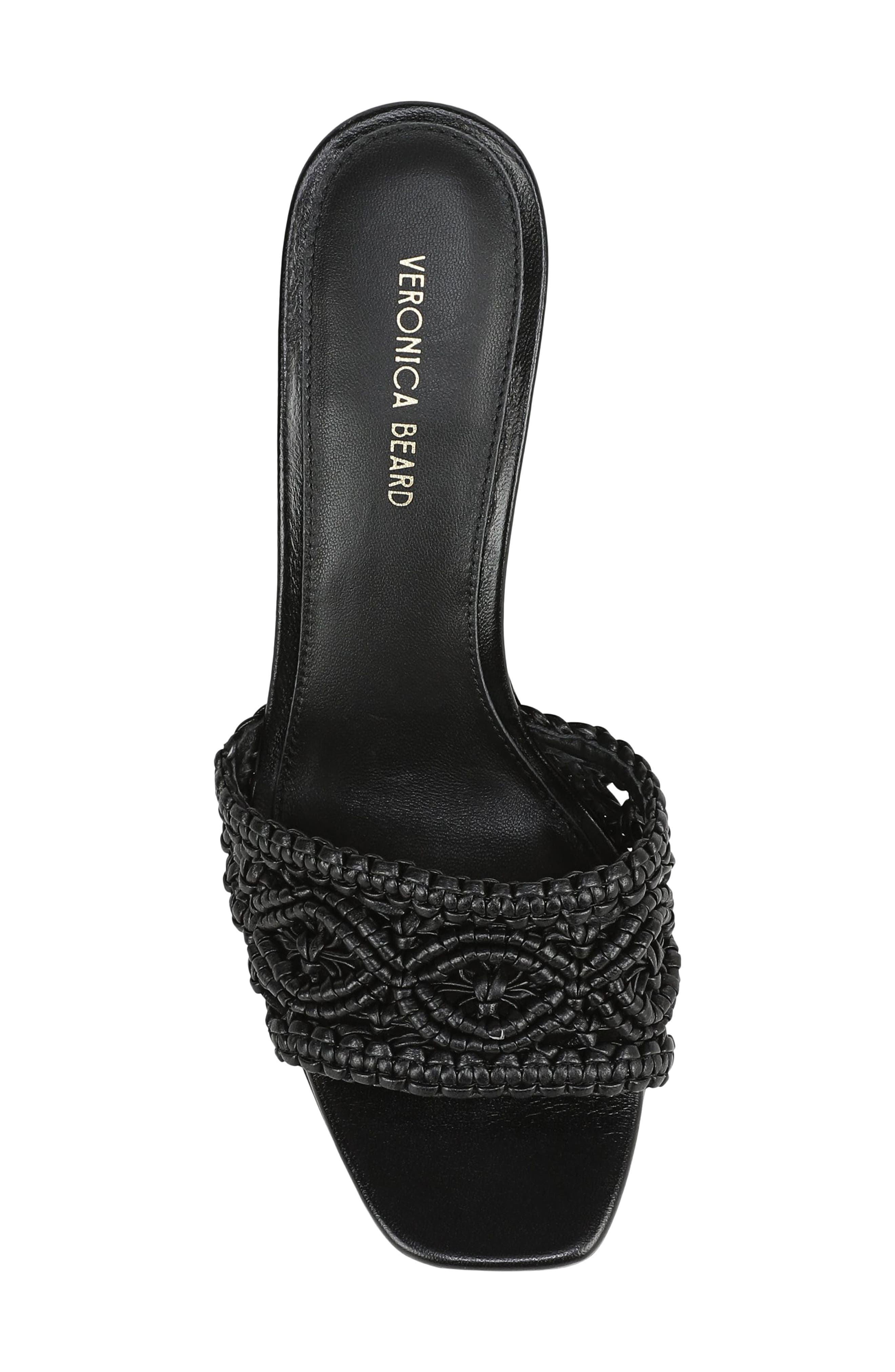Veronica Beard Ellen Macramé Wedge Slide Sandal, Alternate, color, Black