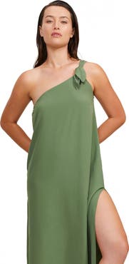 Luma Gottex One Shoulder Sarong Style Maxi Dress Coverup