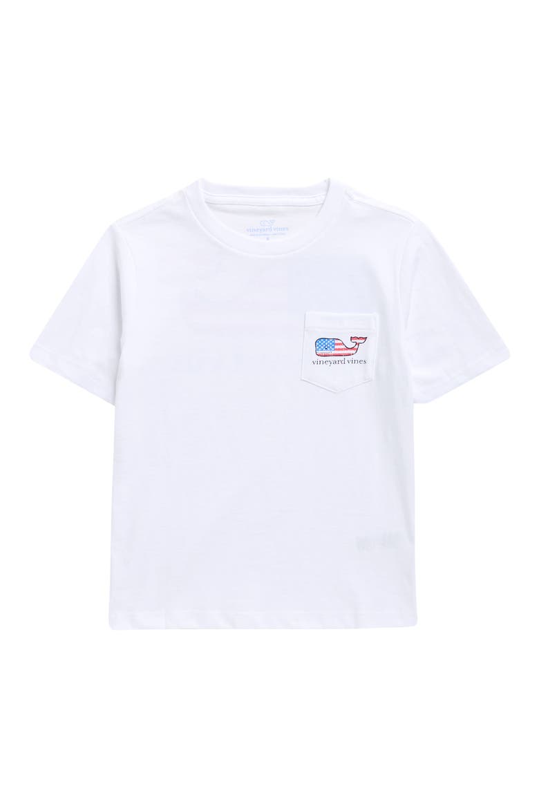 Kids' Flag Whale Pocket Graphic T-Shirt, Main, color, WHITE CAP