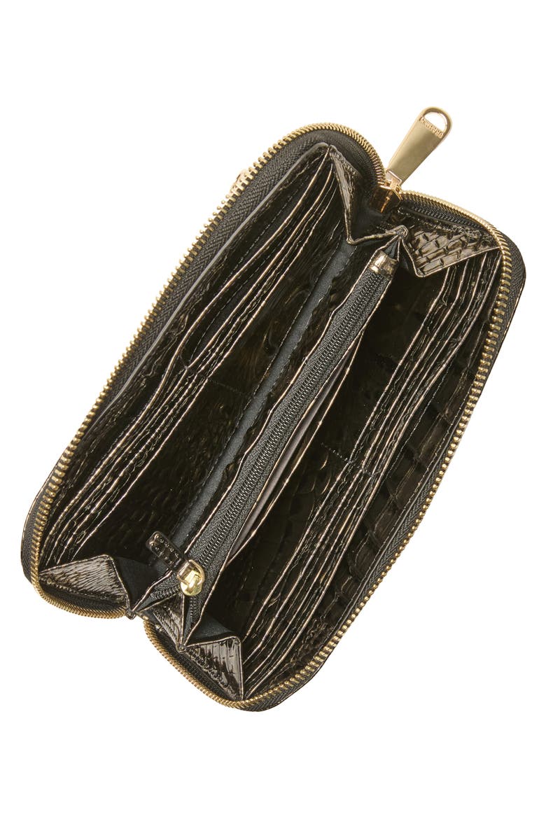 Suri Croc Embossed Leather Zip Wallet, Alternate, color, ONYX