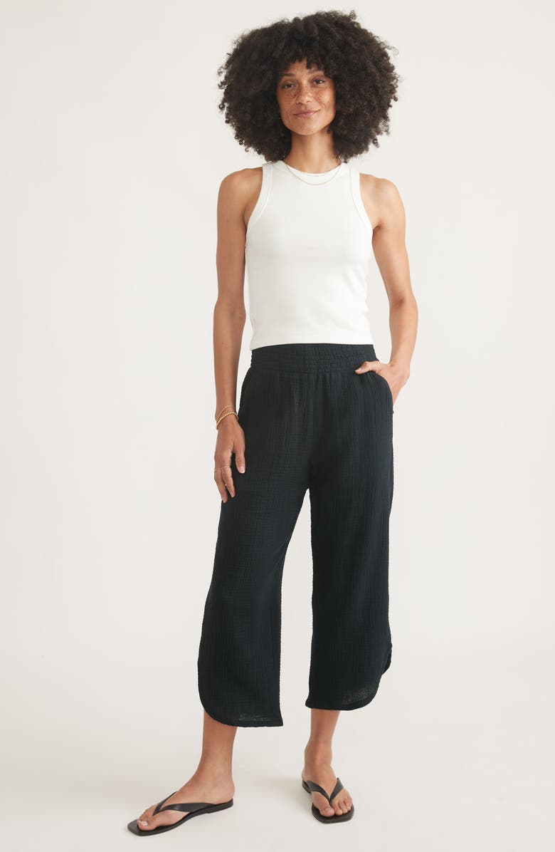 Marine Layer Corinne Wide Leg Double Cloth Cotton Pants, Alternate, color, 