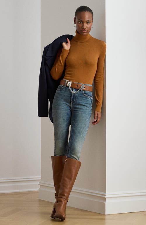 Ralph Lauren Lauren Slim Turtleneck Sweater In Brown