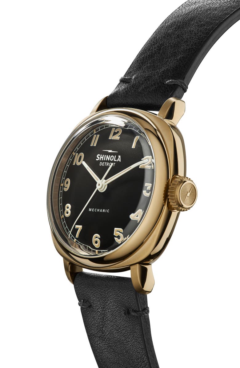 Shinola The Mechanic Leather Strap Watch, 39mm, Alternate, color, 