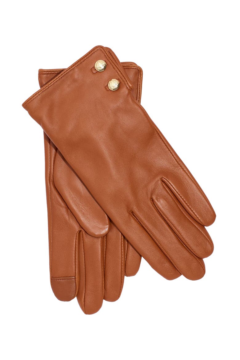 Leather 2-Button Touch Glove, Main, color, Cuoio