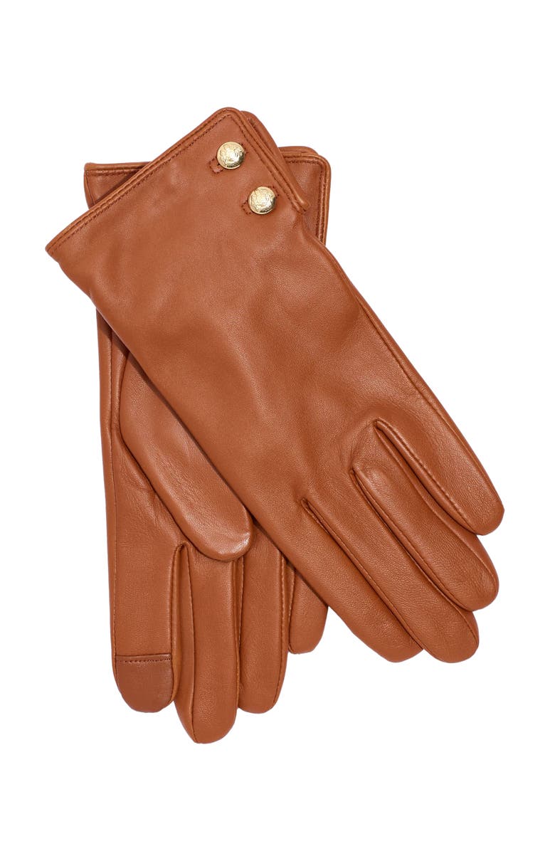 Lauren Ralph Lauren Leather 2-Button Touch Glove, Main, color, Cuoio