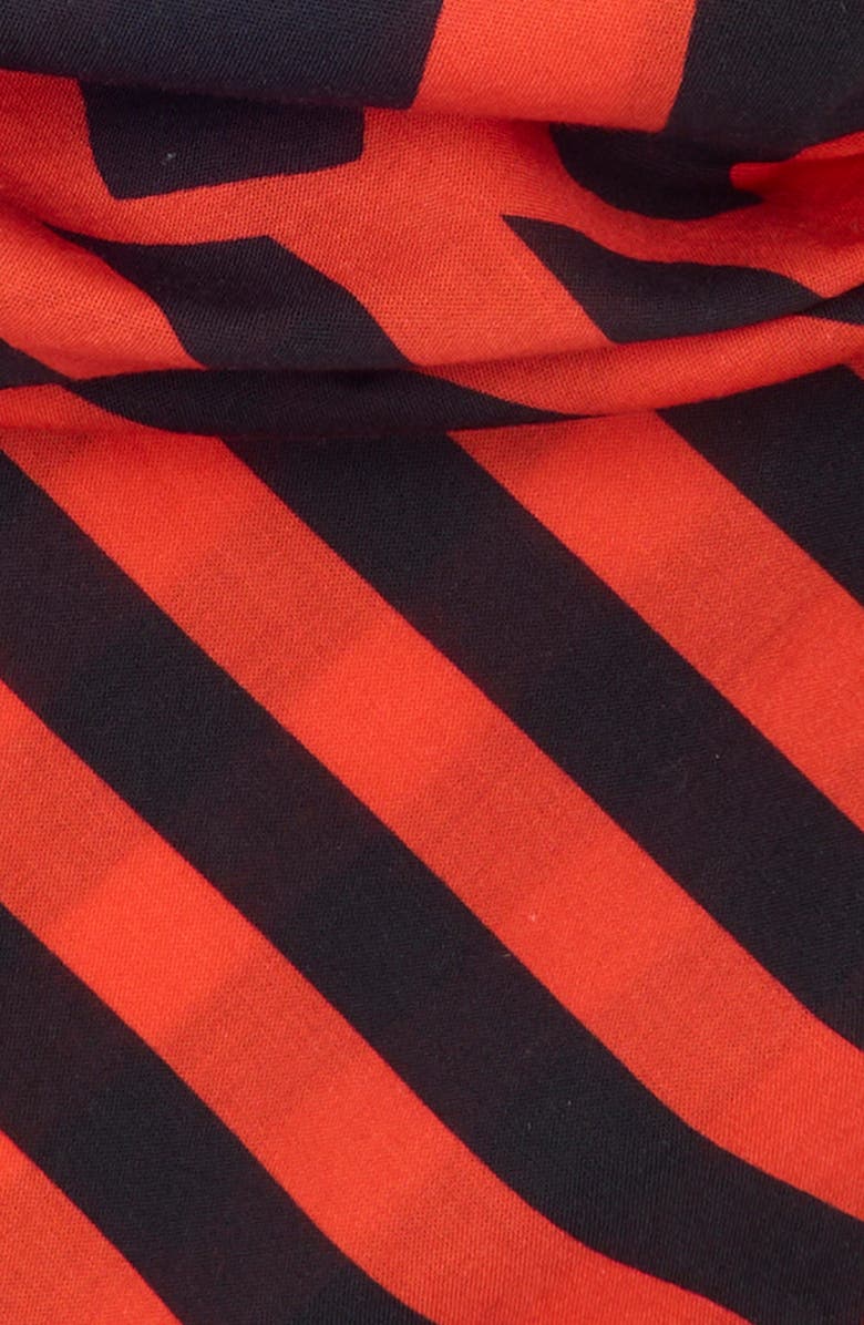 Clare V. Stripe Cotton Bandana, Alternate, color, Black/Poppy Printed Iconique
