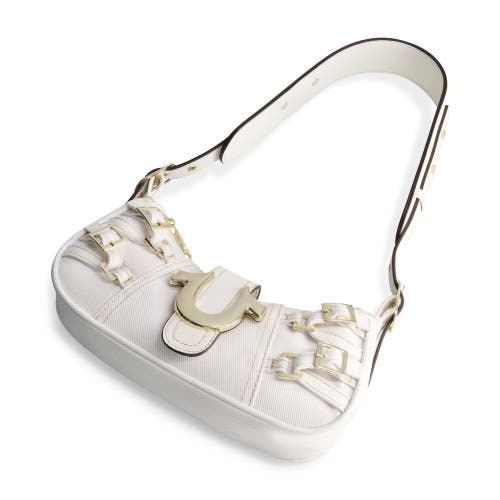 True Religion Multi-strap Denim Shoulder Bag In White