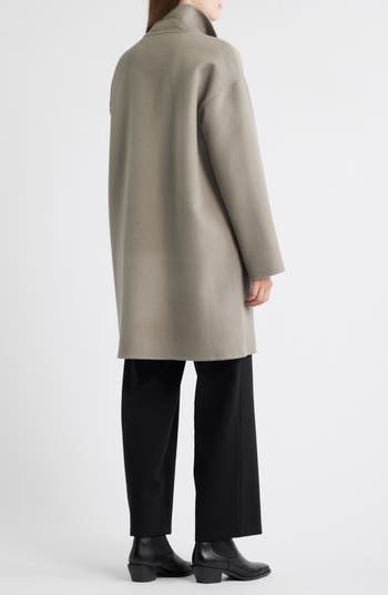 Eileen Fisher Stand Collar Reversible Wool & Cashmere Coat