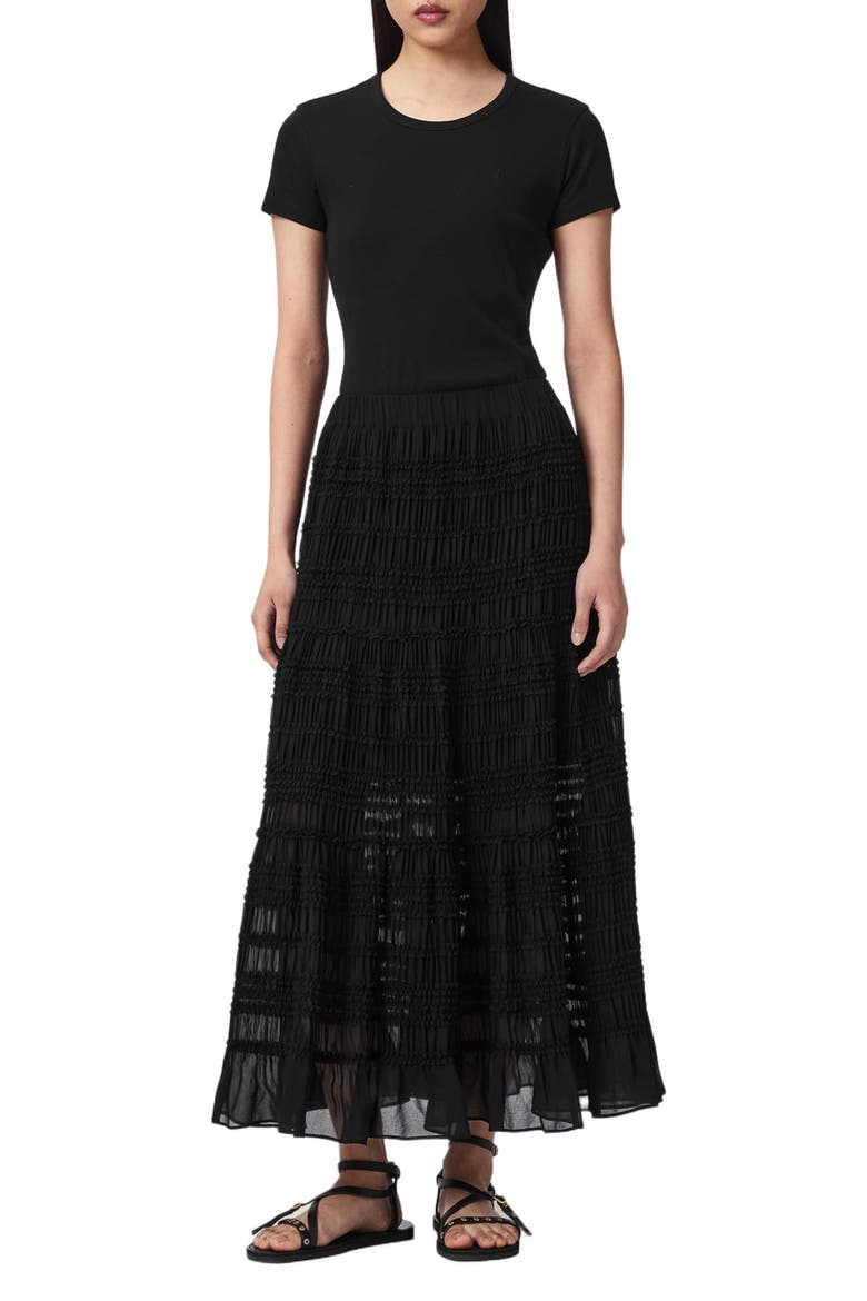 Lotus Tiered Maxi Skirt, Alternate, color, BLACK