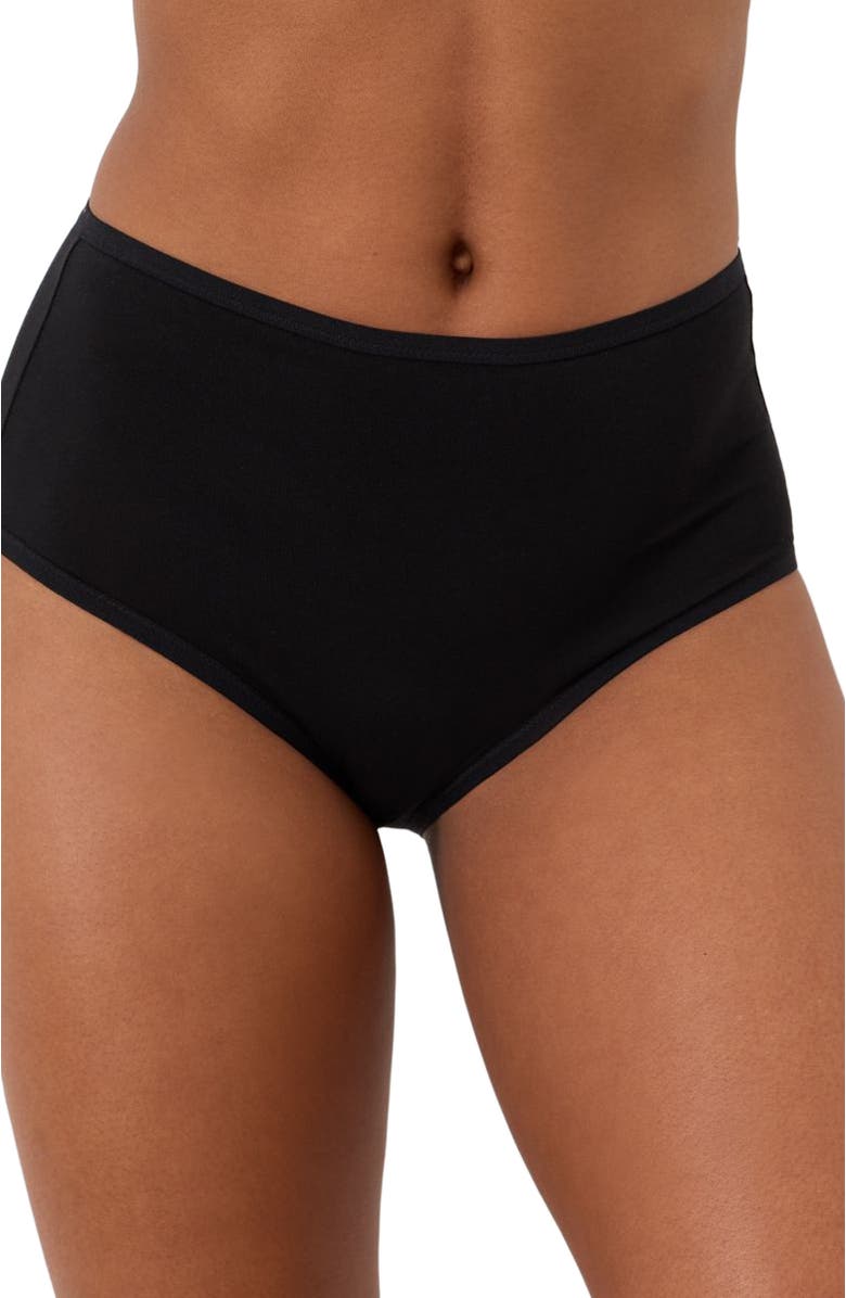 Pact Everyday High Rise Brief 5-Pack Made With Organic Cotton, Main, color, Black