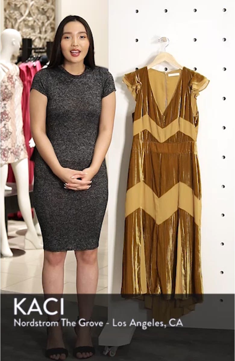 Flutter Sleeve Velvet Midi Dress, sales video thumbnail