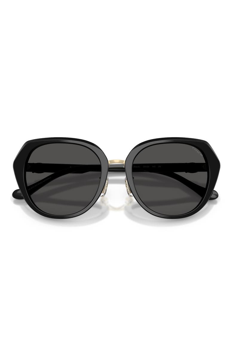 55mm Irregular Round Sunglasses, Alternate, color, BLACK / GREY SOLID