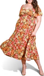 FLYING TOMATO Printed Woven Tiered Maxi Dress