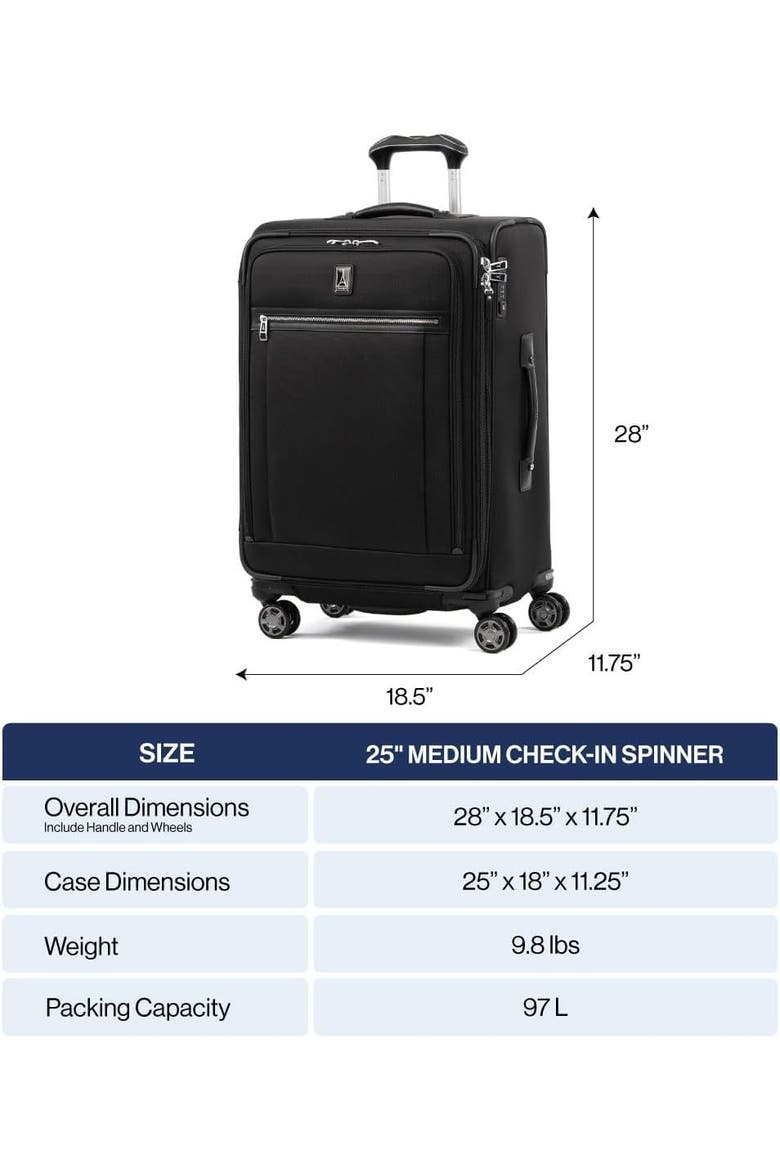 Platinum Elite Softside Expandable Medium 25-Inch Checked Luggage, Alternate, color, Dark Blue