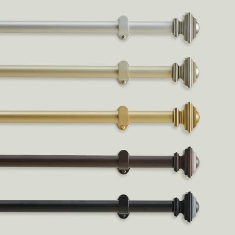 Madrid Single Curtain Rod With Stacked Square Finial
