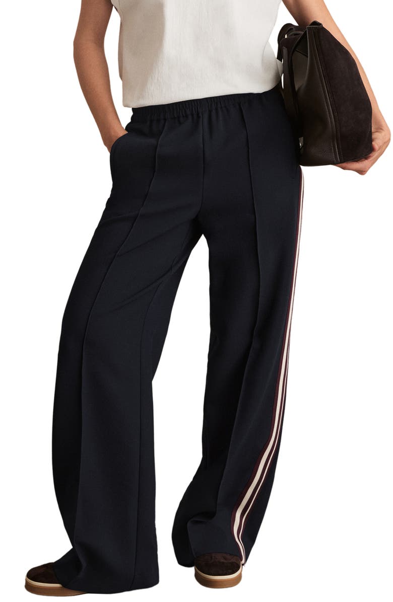Reiss Robyn Side Stripe Pants, Main, color, Navy