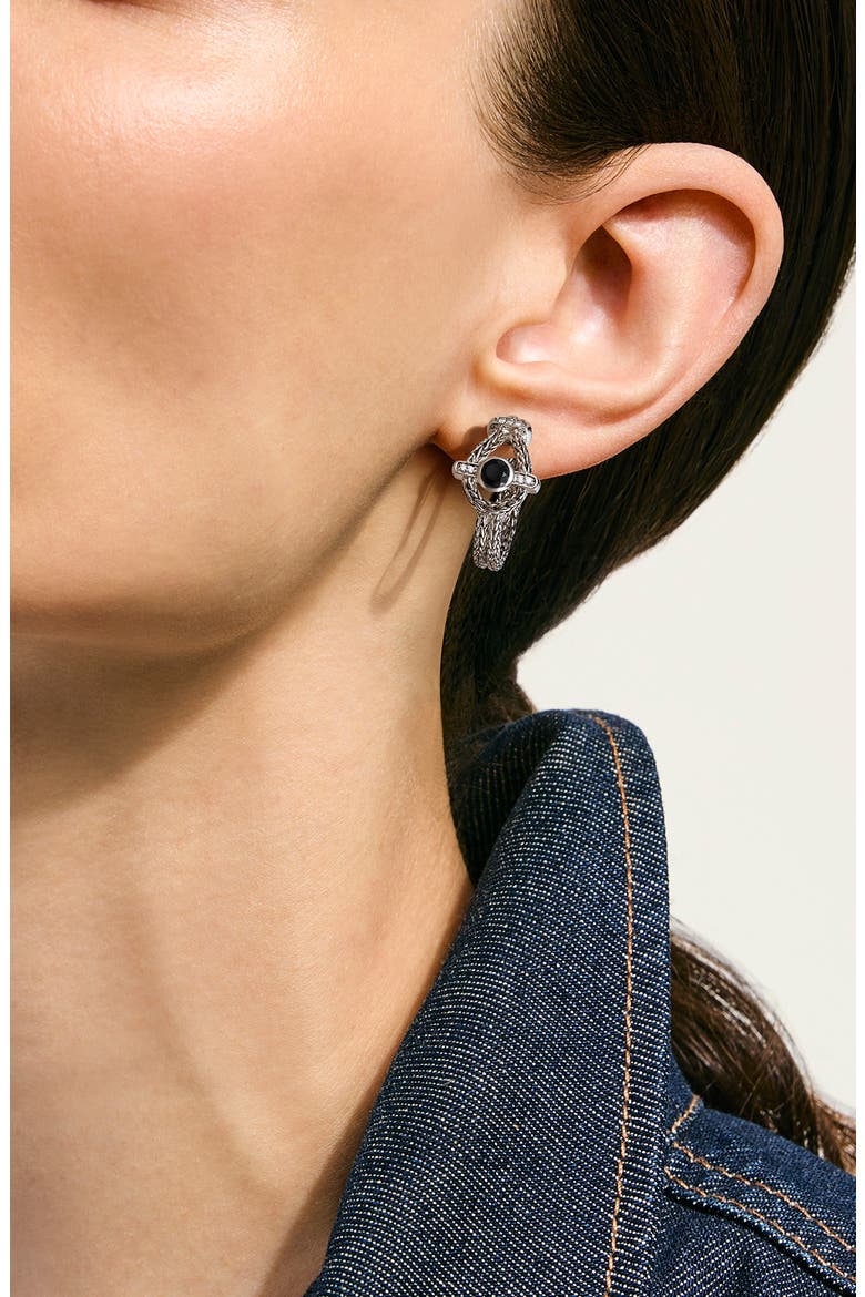 Icon Hoop Earring, Sterling Silver, Black Sapphire (Nordstrom Exclusive), Alternate, color, BLACK SAPPHIRE